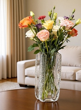 水晶玻璃花瓶创意艺术新居玄关客厅插花轻奢风高级感家居装饰摆件