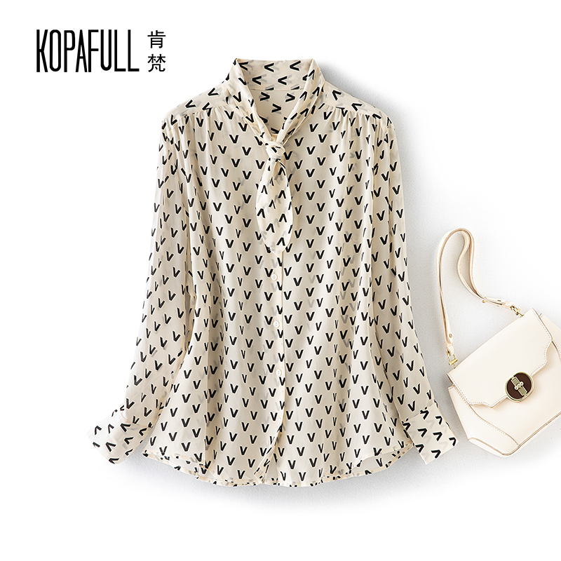 宽松法式长袖真丝衬衫女