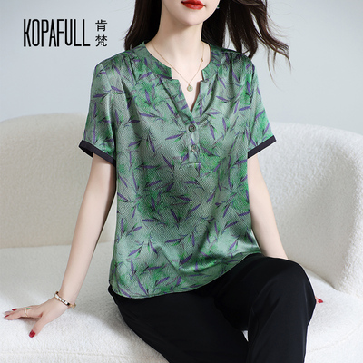 妈妈装真丝T恤女短袖2025夏