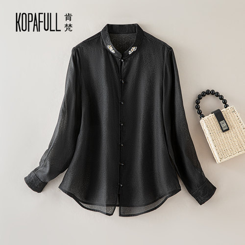 2025秋季重工刺绣薄款桑蚕丝衬衣