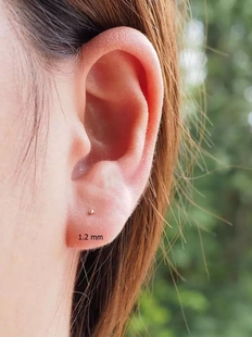 纯银14k金迷你超小耳钉银耳针养耳棒纯银耳骨隐形耳钉女防过敏耳