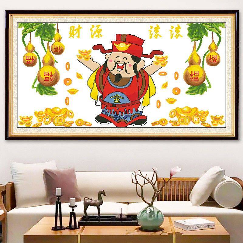 财神爷十字绣2026新款线绣财源滚滚招财进宝客厅招财画发财摇钱树