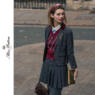 英伦复古学院半身裙百褶裙