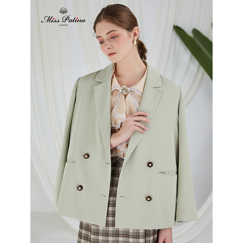 mp英伦复古原创草叶飒温柔西装