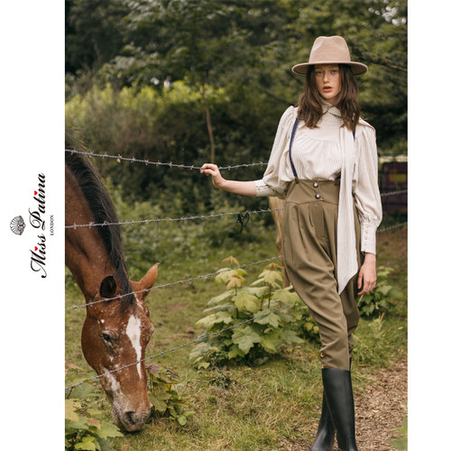 英伦复古骑士高腰马术裤长裤