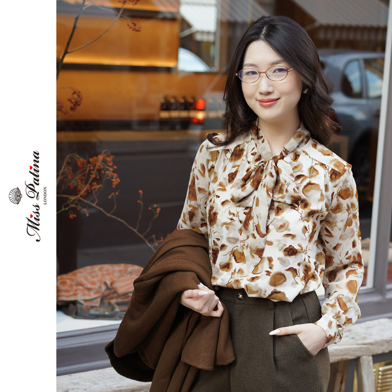 MP水墨花影美拉德轻熟印花衬衫