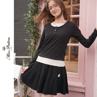 MP复古街头风胡须猫针织高腰A字半裙短裙百搭显瘦