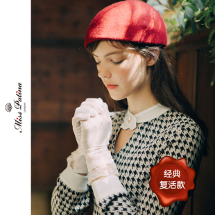 MP复古原创设计千鸟格撞色交叉小白领长袖连衣裙通勤知性春秋新品