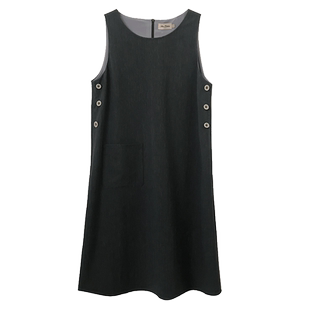 MP英伦复古原创设计 学院风萌猫刺绣口袋工装微弹耐用面料背心裙