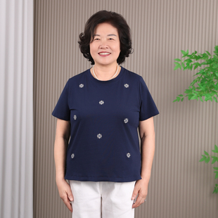 小个子妈妈新中式民族风刺绣短袖T恤女2026夏季新款绣花减龄上衣