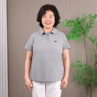 妈妈夏装纯棉短袖t恤女中老年人休闲减龄上衣大码宽松刺绣体恤衫