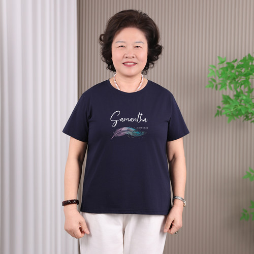 不起球不褪色中老年妈妈夏装T恤
