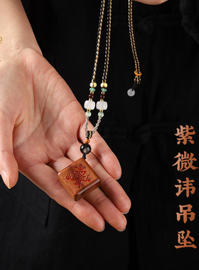 禅木匠雷击枣木紫微讳可调吊坠