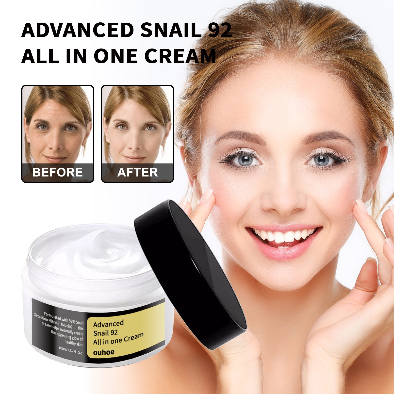 Snail Essence Facial Cream Fade Fine Lines Decrease Lines Hy
