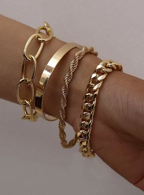 饰品光滑混搭麻花链手饰螺纹夸张