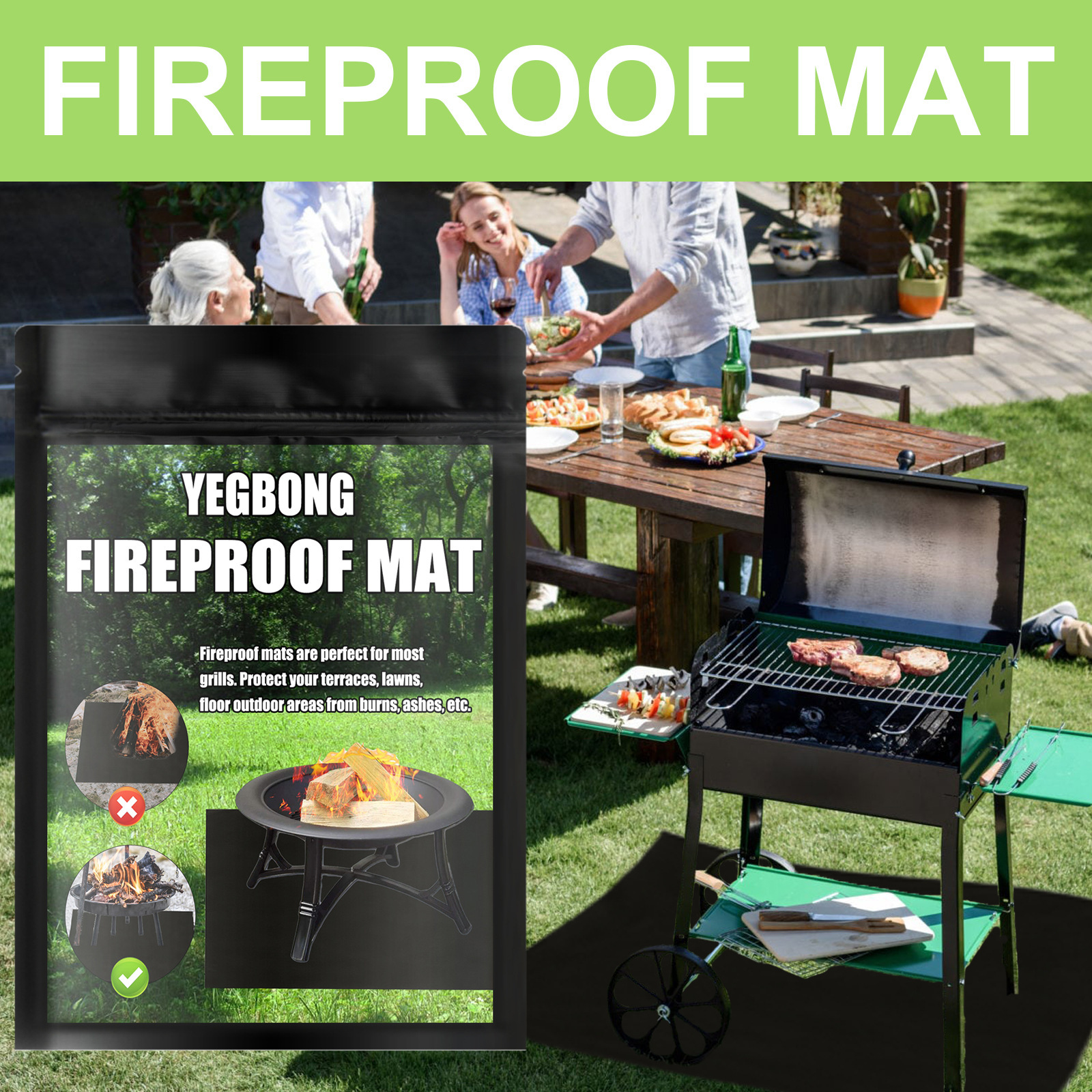 壁炉火盆防火垫户外草坪露台烧烤