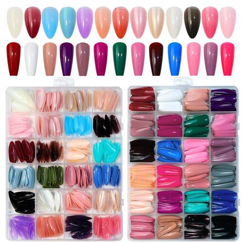 Long Coffin Full Cover Press On Nail Ballerina False Fake Na