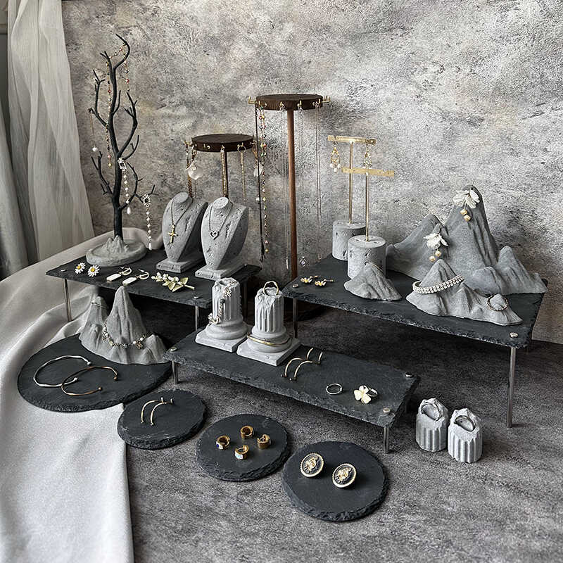 天然岩石高脚托板假山首饰展示架