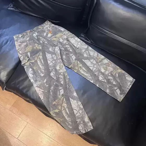 Rare! Vintage Casual B158 Washed Vintage Loose Branch-Pattern Men's Long Pants Fallen Leaves B136 Carhartt B01