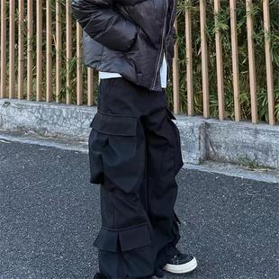 美式重磅肌理感多口袋cargo设计感工装裤男美式弯刀宽松阔腿长裤