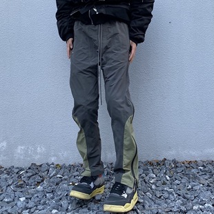 欧美高街VIBE风裤子男女街头FOG潮牌直筒侧面拉链拼接小众休闲裤