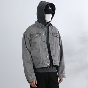 2024秋款蜡染水洗古着vintage牛仔外套男美式短款夹克Cleanfit
