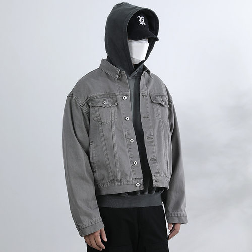 2024秋款蜡染水洗古着vintage牛仔外套男美式短款夹克Cleanfit