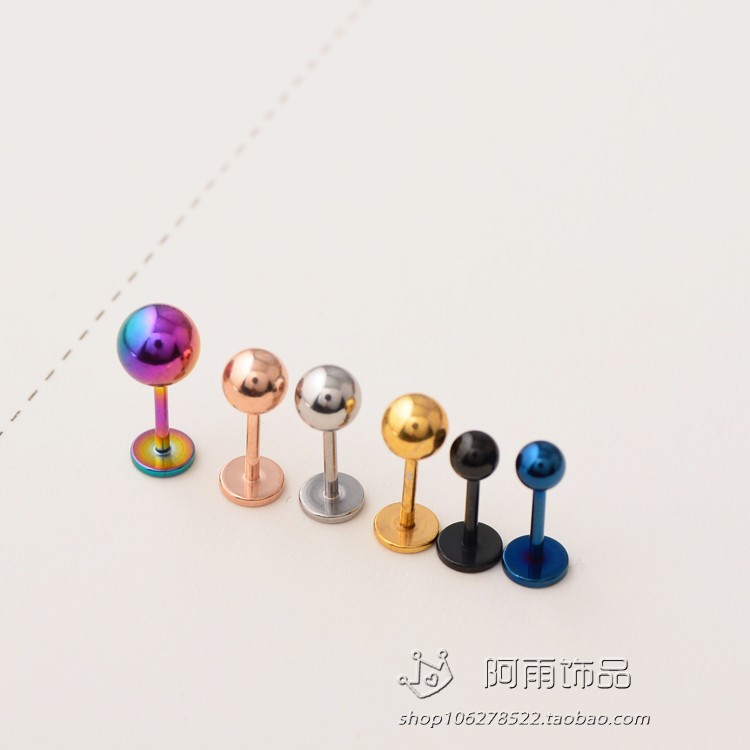 细针简约圆球平底金色小豆豆耳钉迷你哑铃螺旋隐形耳骨钉细杆男女