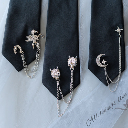 免打结黑色领带金属链条ins潮流