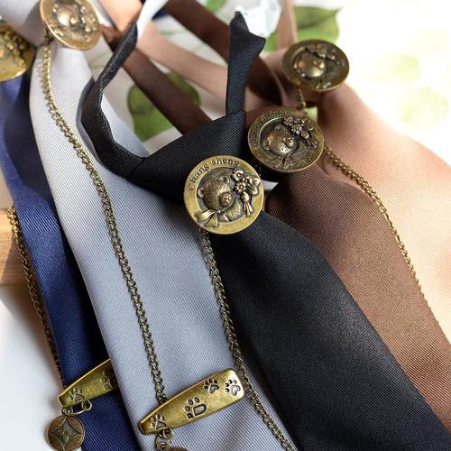 小熊挂链领带免打结短款时尚潮