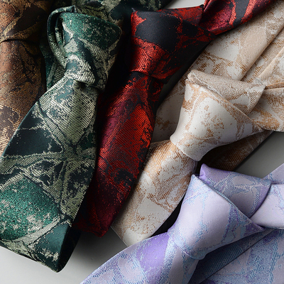 纹理领带高级西装领带绿紫棕色