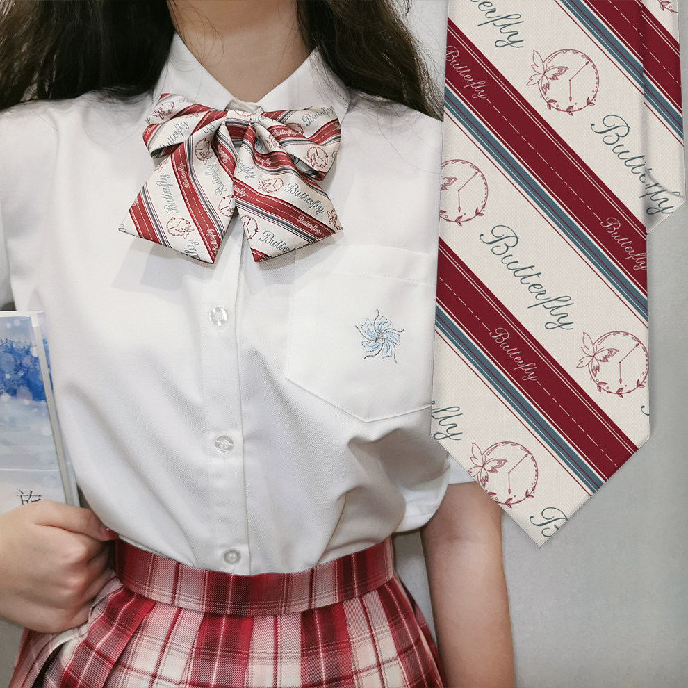 【霖悦君】原创蝴蝶时钟JK制服领带女时尚提花手打款百搭日系配饰