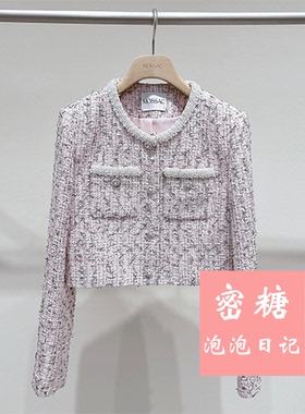 MWGC40501 摩萨克女装2026年春季新款小香风花呢轻奢短款外套气质