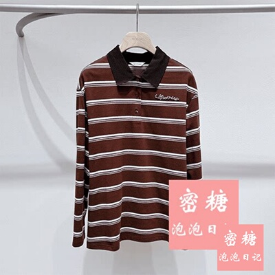 MWGC80104 摩萨克女装2026年春季新款通勤风条纹POLO领针织衫休闲