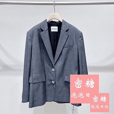 MWGC40102 摩萨克女装2026年春季新款花朵钻扣西装外套通勤百搭潮