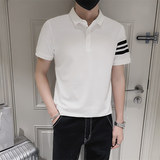 社会小伙短袖POLO衫2026夏季新款男士修身黑色T恤C203-8805-P58，男装T恤，电商C208