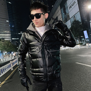 社会小伙冬季假两件连帽羽绒服修身外套男C203-5113R-特P178控248，男装羽绒服，电商C208