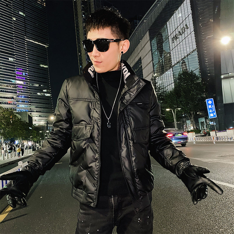 社会小伙冬季立领白鸭绒外套水洗皮羽绒服C203-5110R-特P158控228，男装羽绒服，电商C208