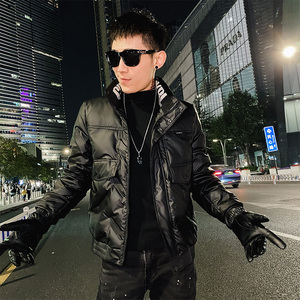 社会小伙冬季立领白鸭绒外套水洗皮羽绒服C203-5110R-特P158控228，男装羽绒服，电商C208