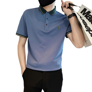 2025夏季新款男士蓝色翻领Polo衫时尚潮流短袖t恤C208-8875-特P48图片