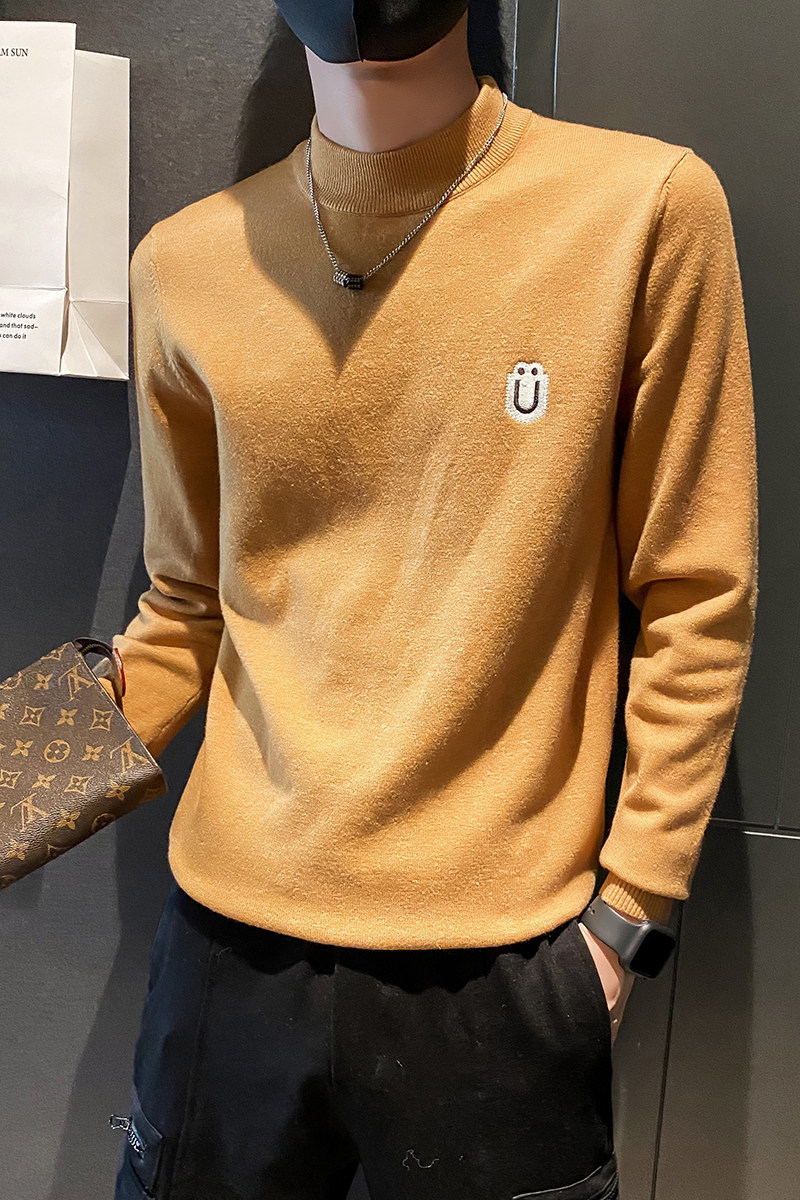 社会小伙冬季男生长袖套头针织衫圆领刺绣软糯毛衣C203-5293-P58,男装针织衫/毛衣,电商C208