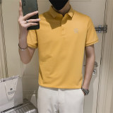 精神小伙夏季翻领纯色短袖Polo衫虎头绣花修身T恤男C203-8816-P58，男装Polo衫，电商C208