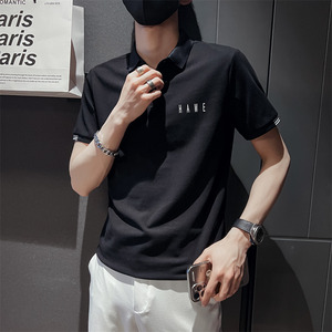 社会小伙夏季短袖印花T恤男时尚流行翻领修身Polo衫C203-8802-P58图片