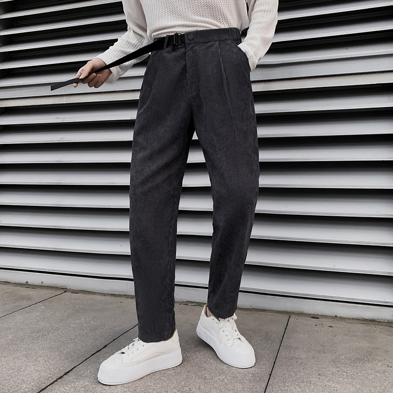 抖音同款2026春秋季新款男生休闲裤纯色收腰灯芯绒小脚西裤6673，男装西裤，电商C208