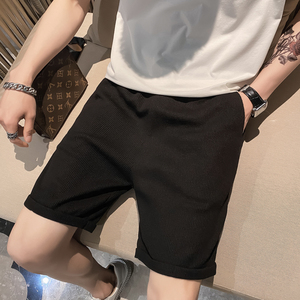 2026夏季男士新款纯色直筒短裤华夫格潮牌百搭休闲裤C203-6004P35图片