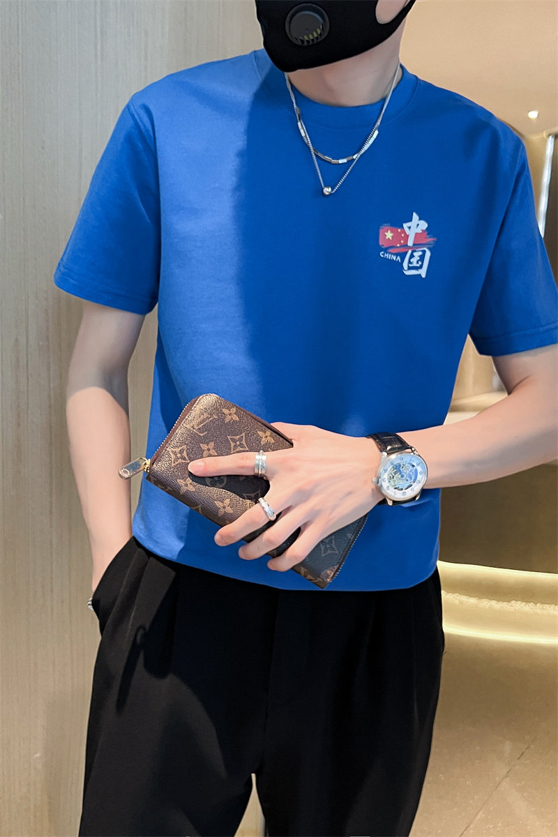精神小伙夏季男士印花短袖t恤纯棉圆领半袖体恤C203-8860-P38,男装T恤,电商C208