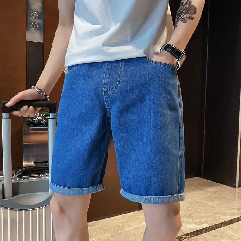 精神小伙夏季男士纯色牛仔短裤时尚潮流直筒五分裤C203-6001-P35，男装牛仔裤，电商C208