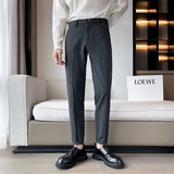 英伦雅痞风男装铅笔秋季垂感男士长裤休闲修身直筒薄款九分小西裤，男装西裤，电商C208