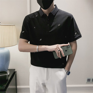 精神小伙夏季男士绣花短袖Polo衫翻领休闲纯色T恤男C203-8815-P58图片
