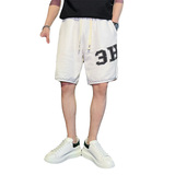 精神小伙夏季青年男生字母印花包边短裤休闲五分裤C203-6691-P58，男装牛仔裤，电商C208